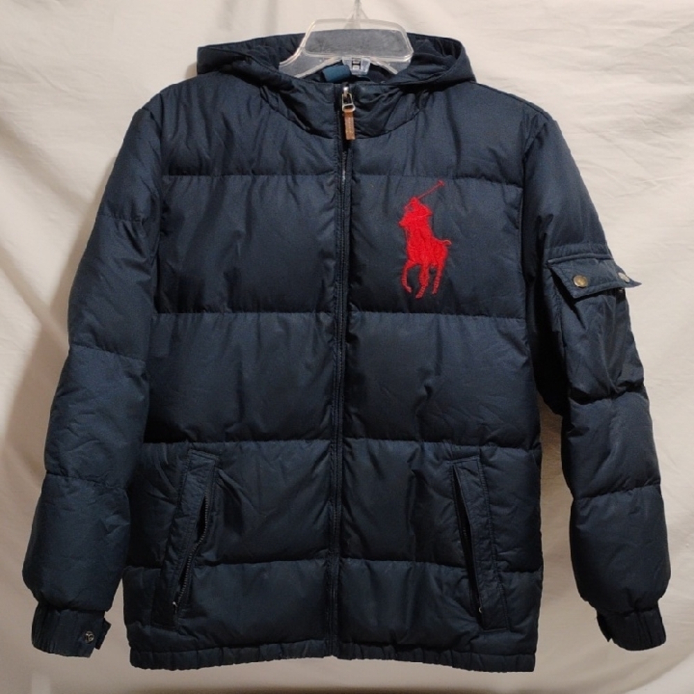 (D-24) Polo by Ralph Lauren Kids Navy Goose Down Puffer Jacket
